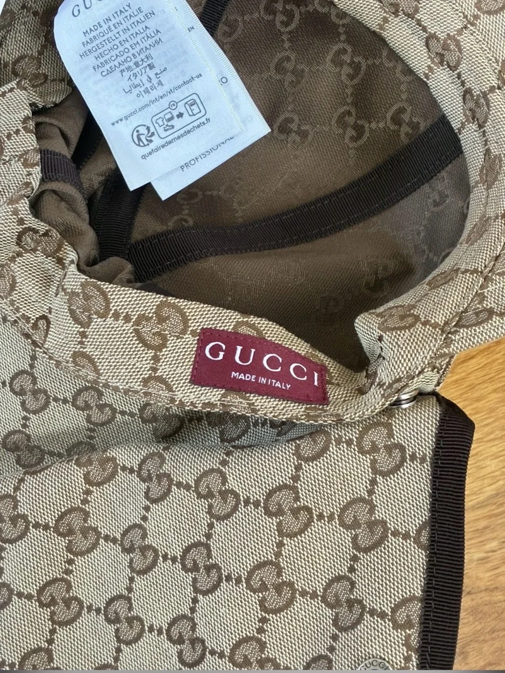 Gucci Beige & Brown GG Monogram Cap and Scarf Set